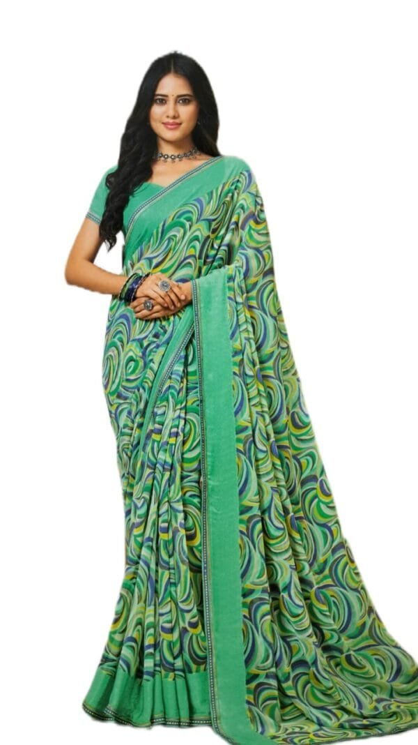 Laxmipati Indu N-2073 Green Georgette Saree