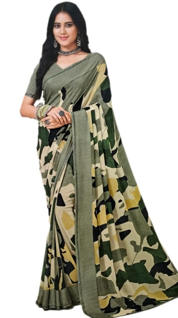 Laxmipati Indu N-2074 Gerogette Multicolor Saree