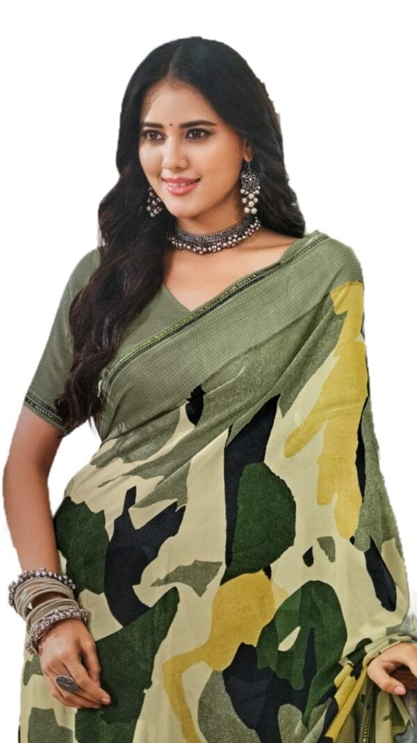 Laxmipati Indu N-2074 Gerogette Multicolor Saree - Image 2