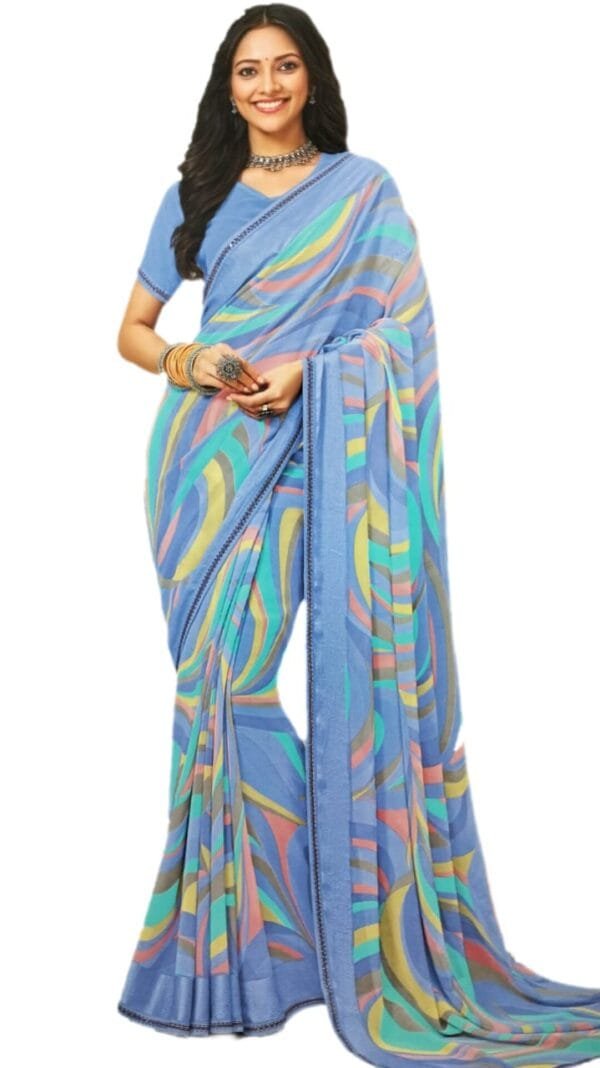 Laxmipati Indu N-2075 Georgette Multicolor Saree