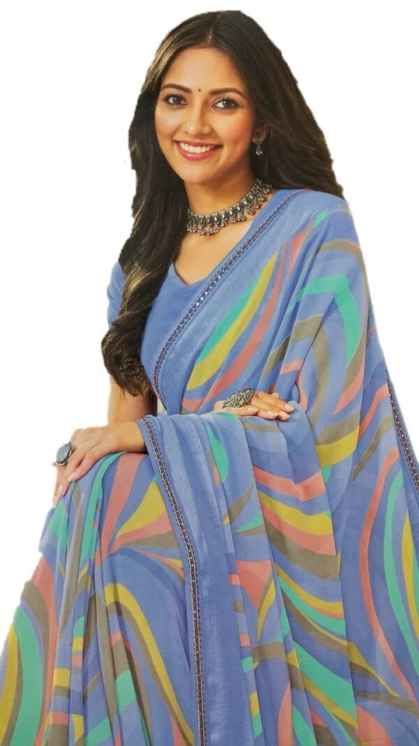 Laxmipati Indu N-2075 Georgette Multicolor Saree - Image 2