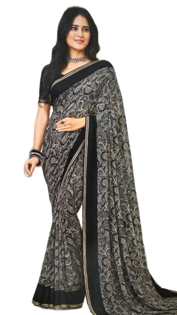 Laxmipati Indu N-2077 Georgette Black Saree