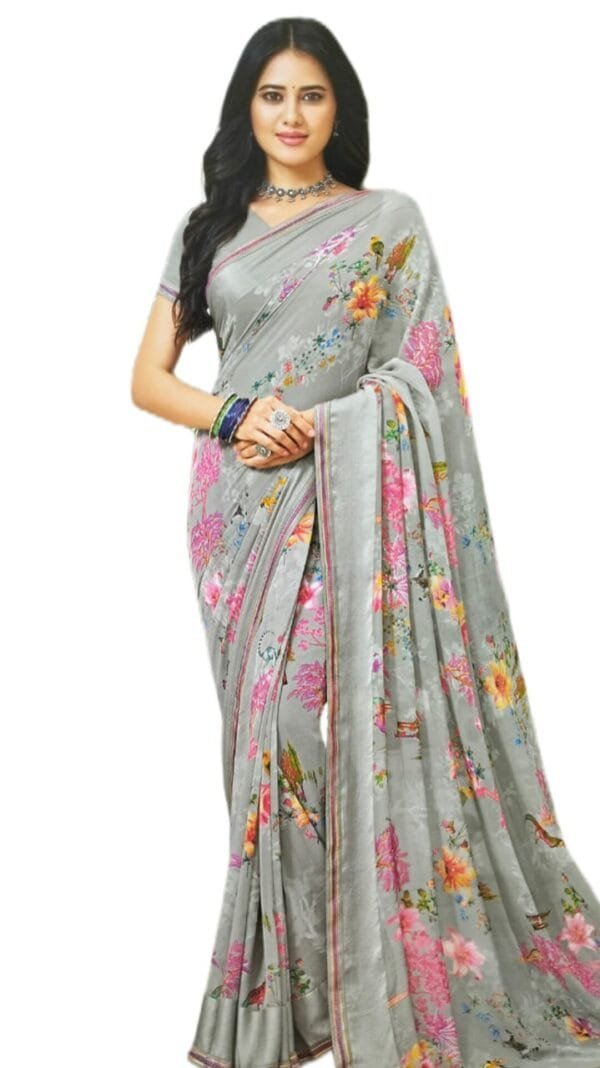 Laxmipati Indu N-2079 Georgette Grey Saree