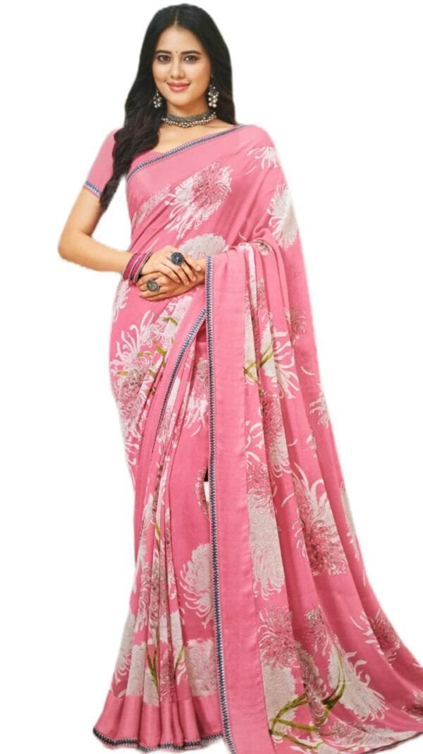 Laxmipati Indu N-2080 Georgette Pink Saree