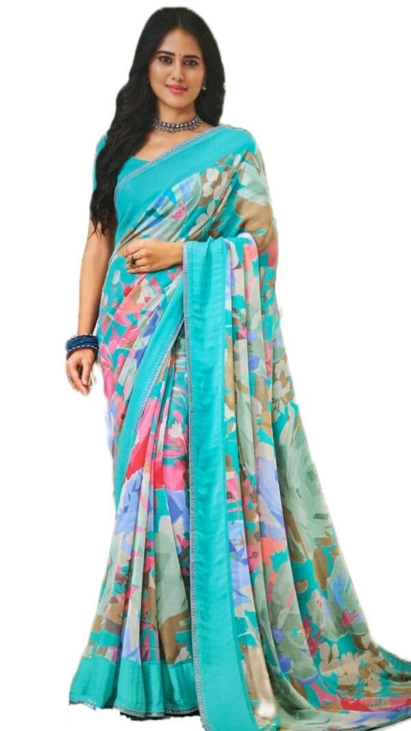 Laxmipati Indu N-2083 Georgette Blue Saree