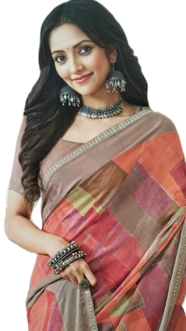 Laxmipati Indu N-2082 Georgette Multicolor Saree - Image 2