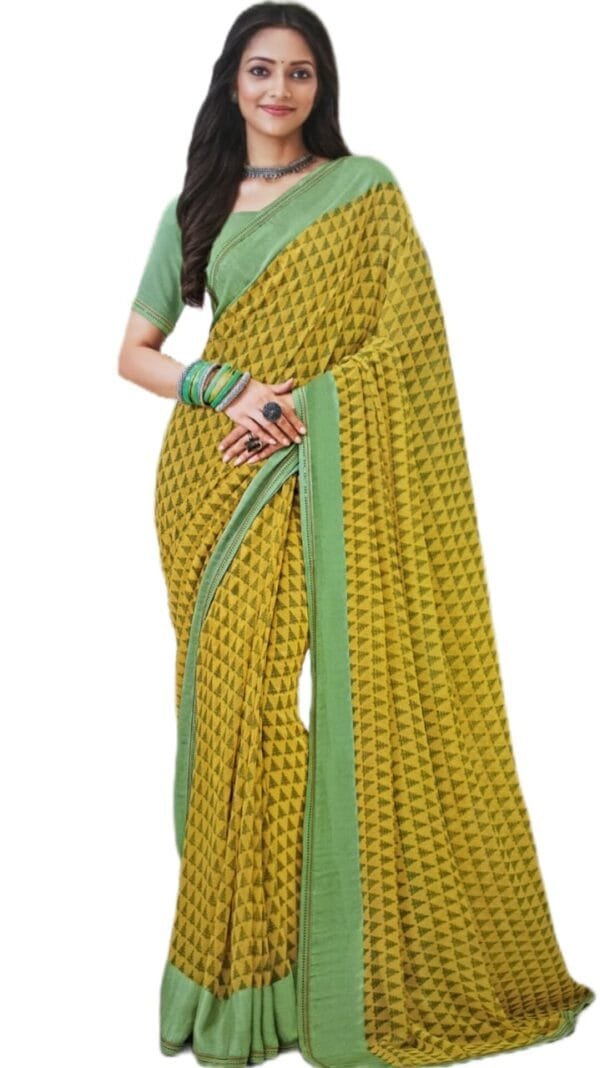 Laxmipati Indu N-2084 Georgette Yellow Saree