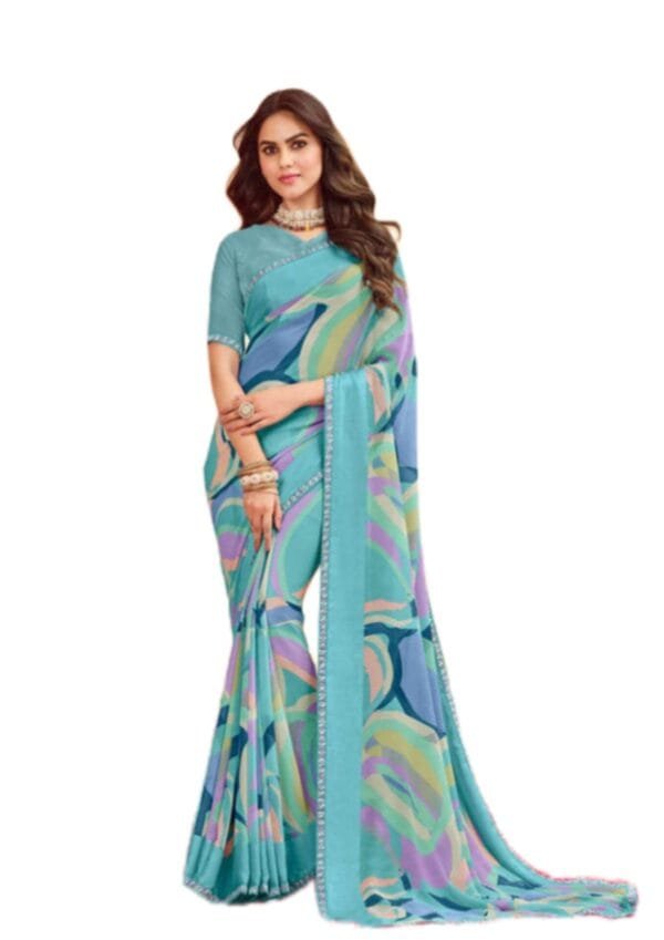 Laxmipati Rangmanch N-2297 Blue Georgette Saree