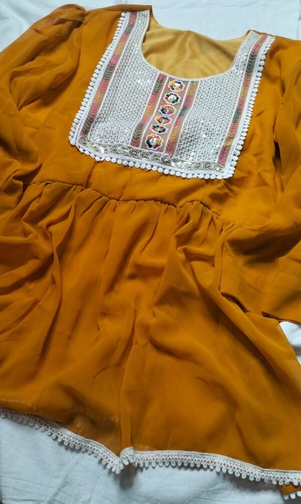 Yellow Georgette Short Kurti