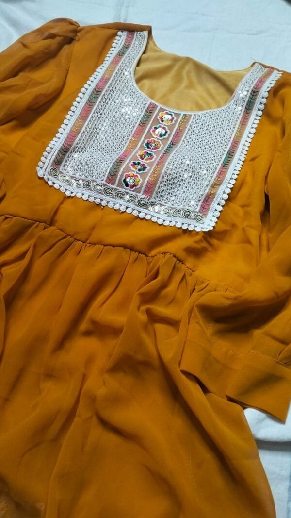 Yellow Georgette Short Kurti - Image 2