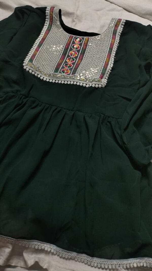 Green Georgette Short Kurti - Image 2