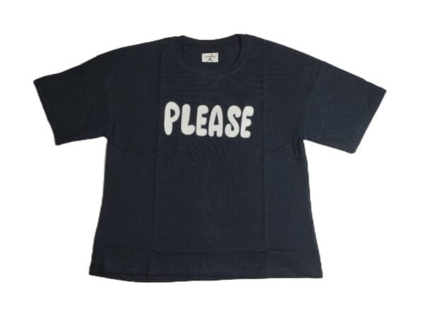 Oversized Cotton Black 'PLEASE T-Shirt'